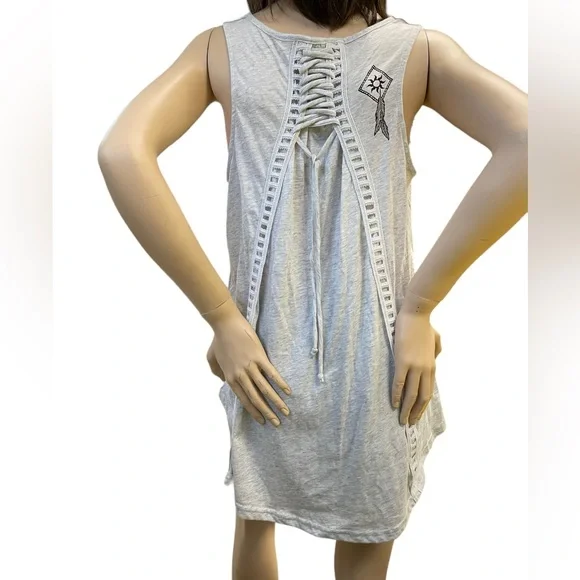 Hard Rock Couture Gray Laced Back Tank Top Black Graphics Size Large - Picture 5 of 11